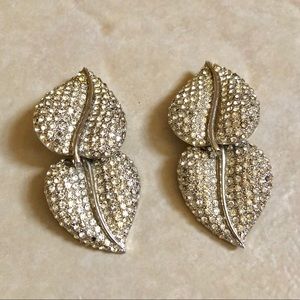 Vintage Rhinestone Earrings Diamond Pave
